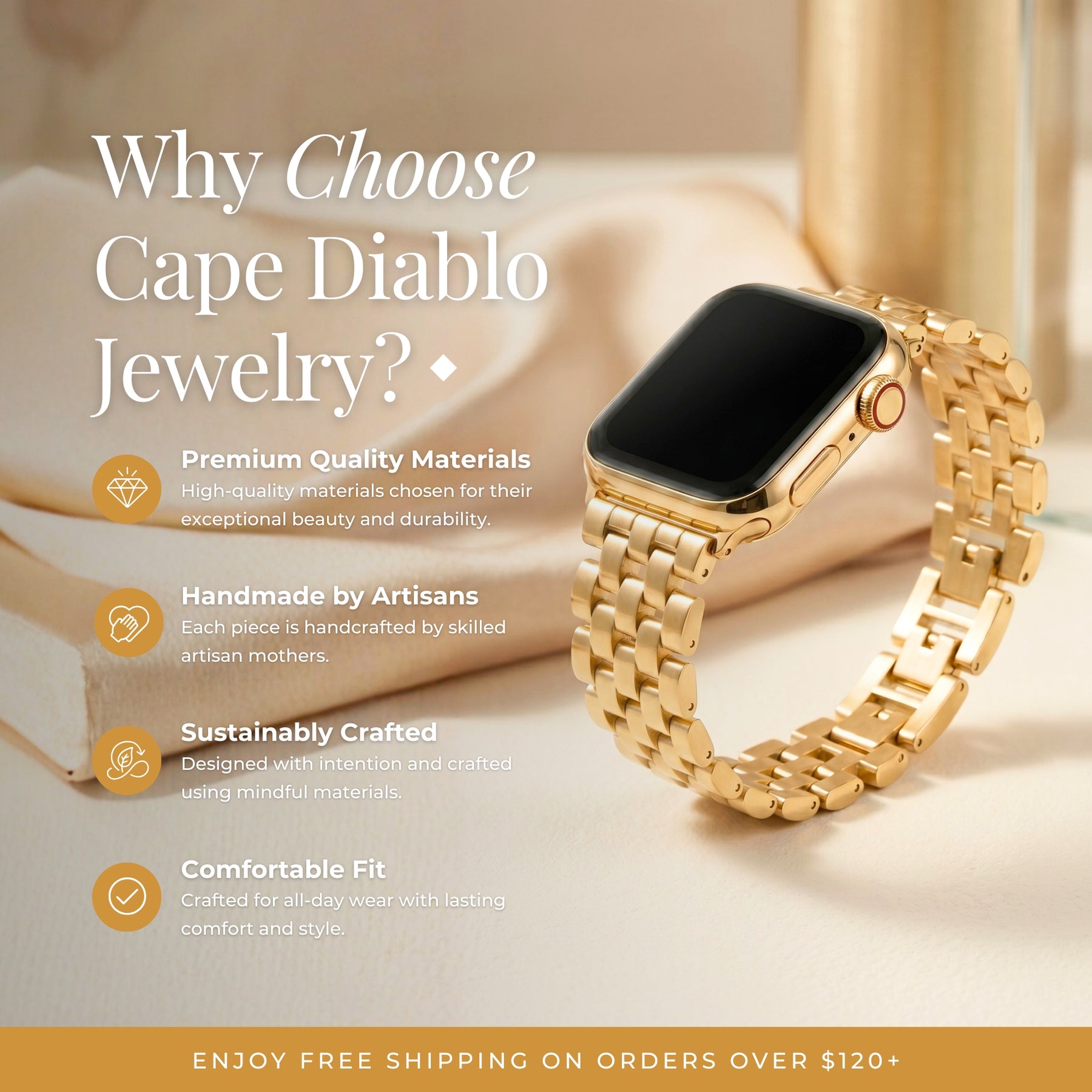 Gouden Chic Luxe Apple Watch Bandje