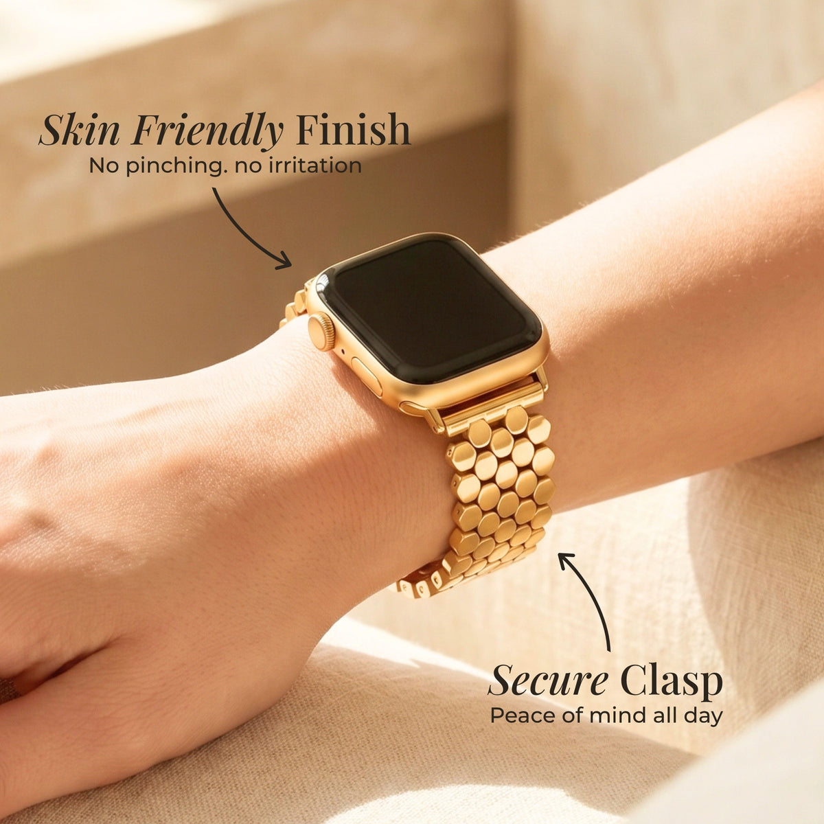 Gouden Honingraat Luxe Apple Watch Bandje