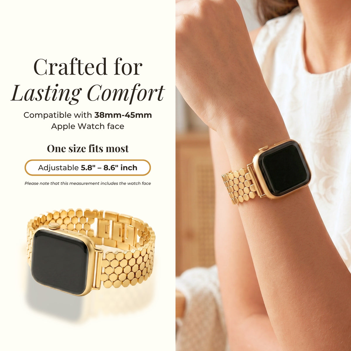 Gouden Honingraat Luxe Apple Watch Bandje