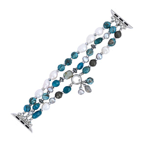 Platina Zwarte Rekbare Apple Watch Band