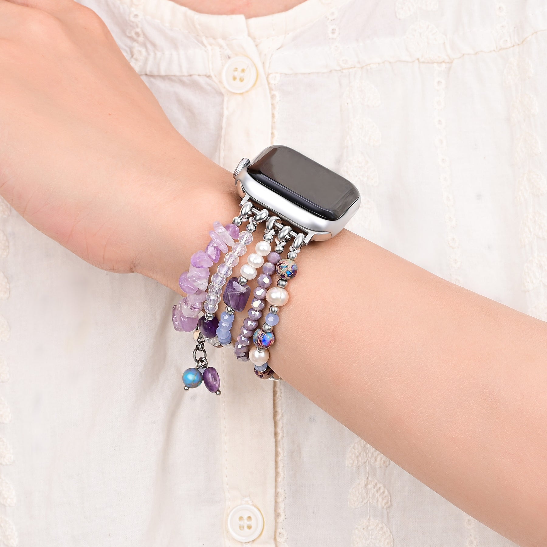 Lilac Shoreline Stretch Apple Watch-bandje