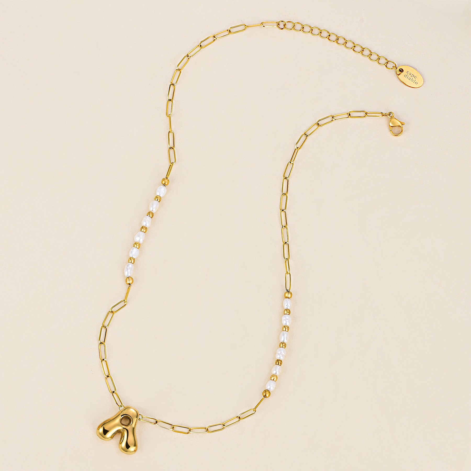 Gouden Glow Bubble Letter Initial Ketting