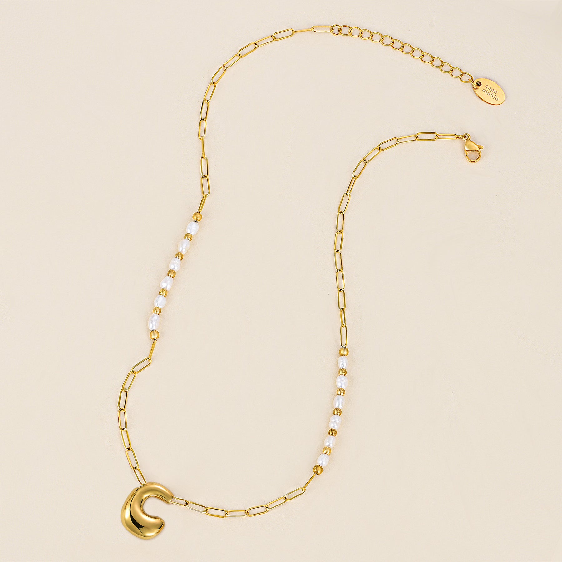 Gouden Glow Bubble Letter Initial Ketting