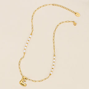 Gouden Glow Bubble Letter Initial Ketting