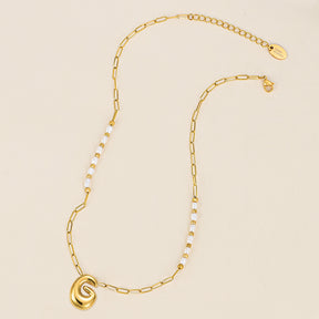 Gouden Glow Bubble Letter Initial Ketting