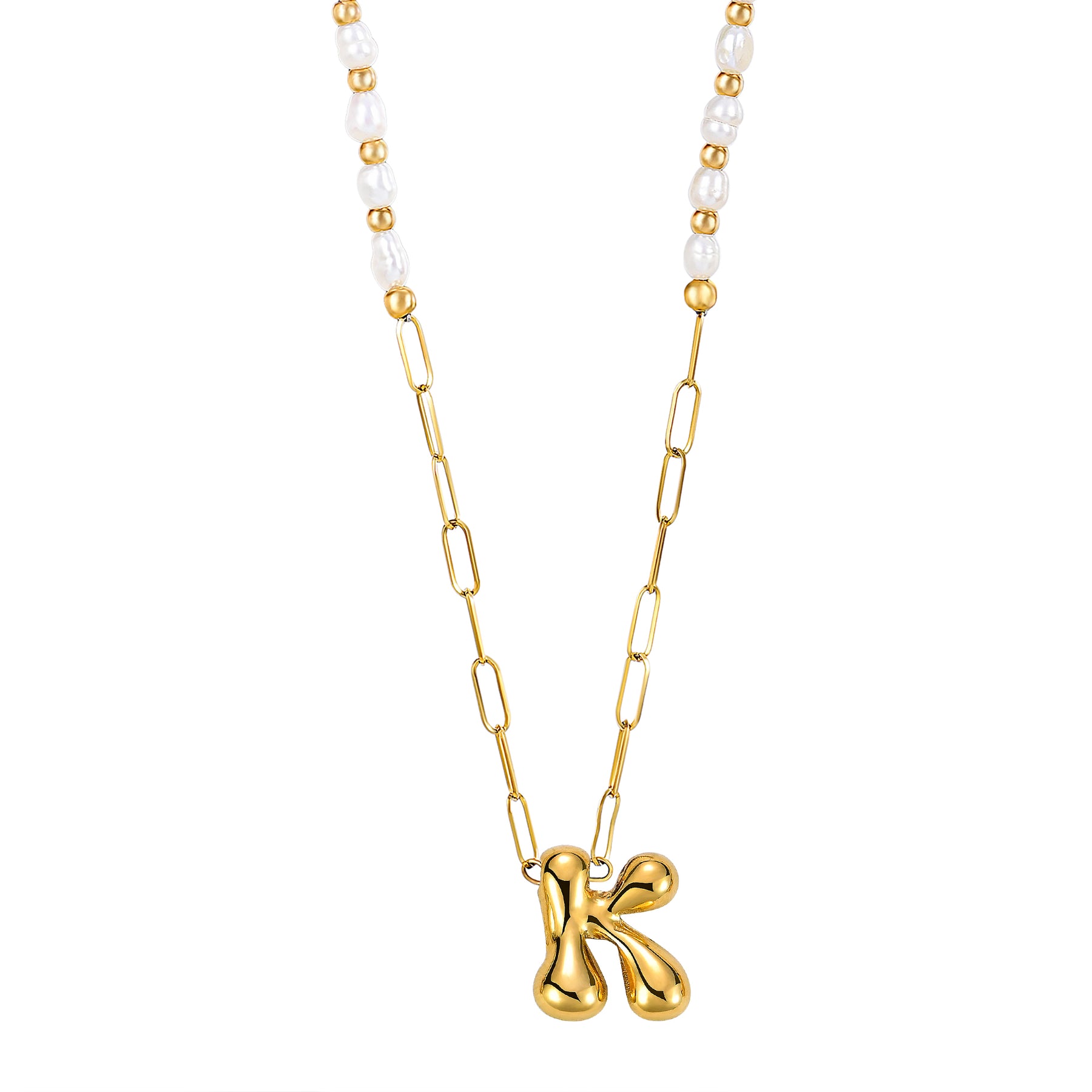 Gouden Glow Bubble Letter Initial Ketting