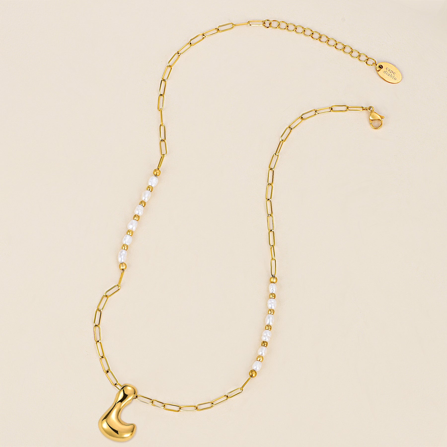 Gouden Glow Bubble Letter Initial Ketting