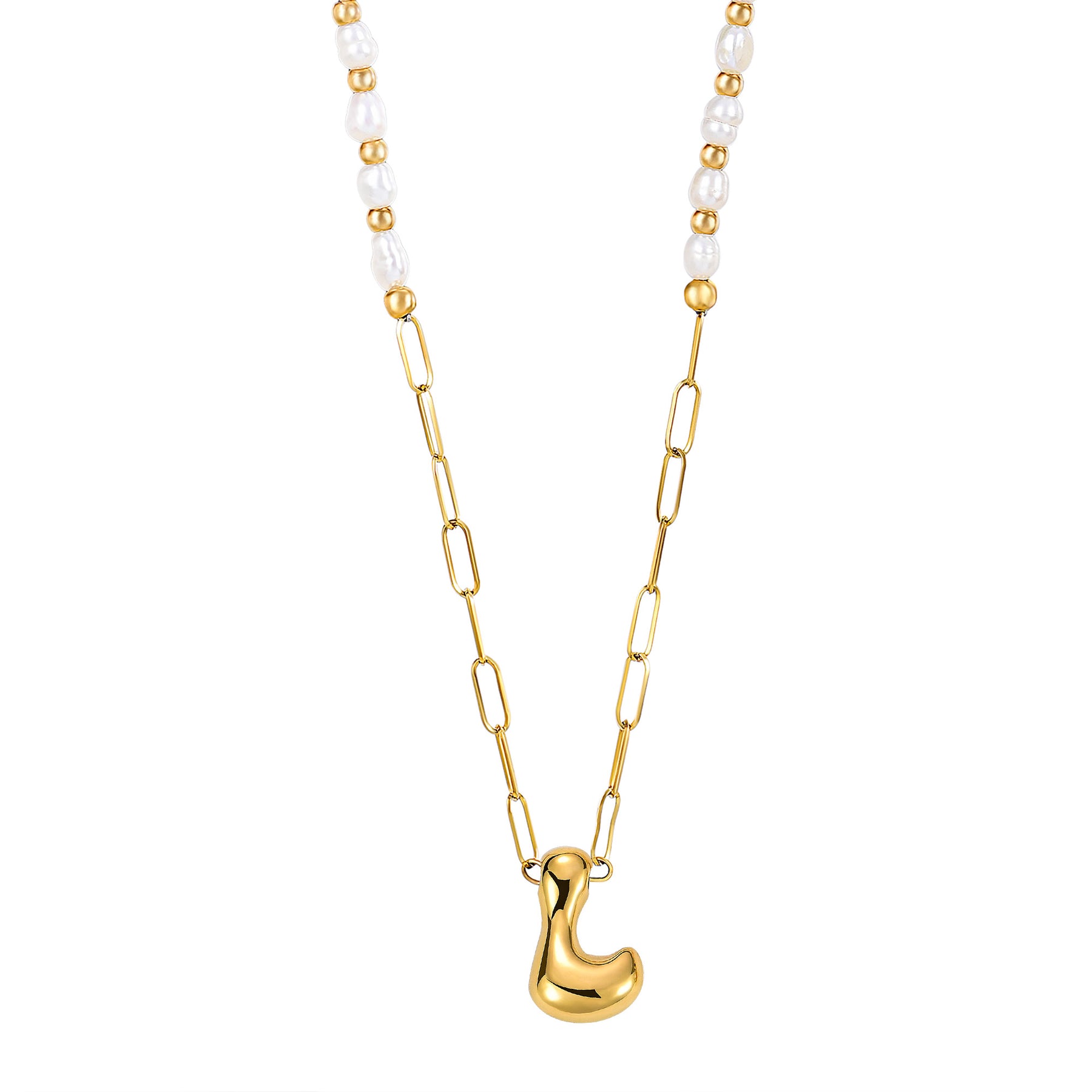 Gouden Glow Bubble Letter Initial Ketting