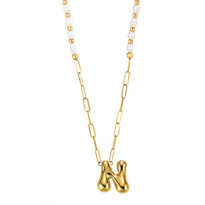 Gouden Glow Bubble Letter Initial Ketting