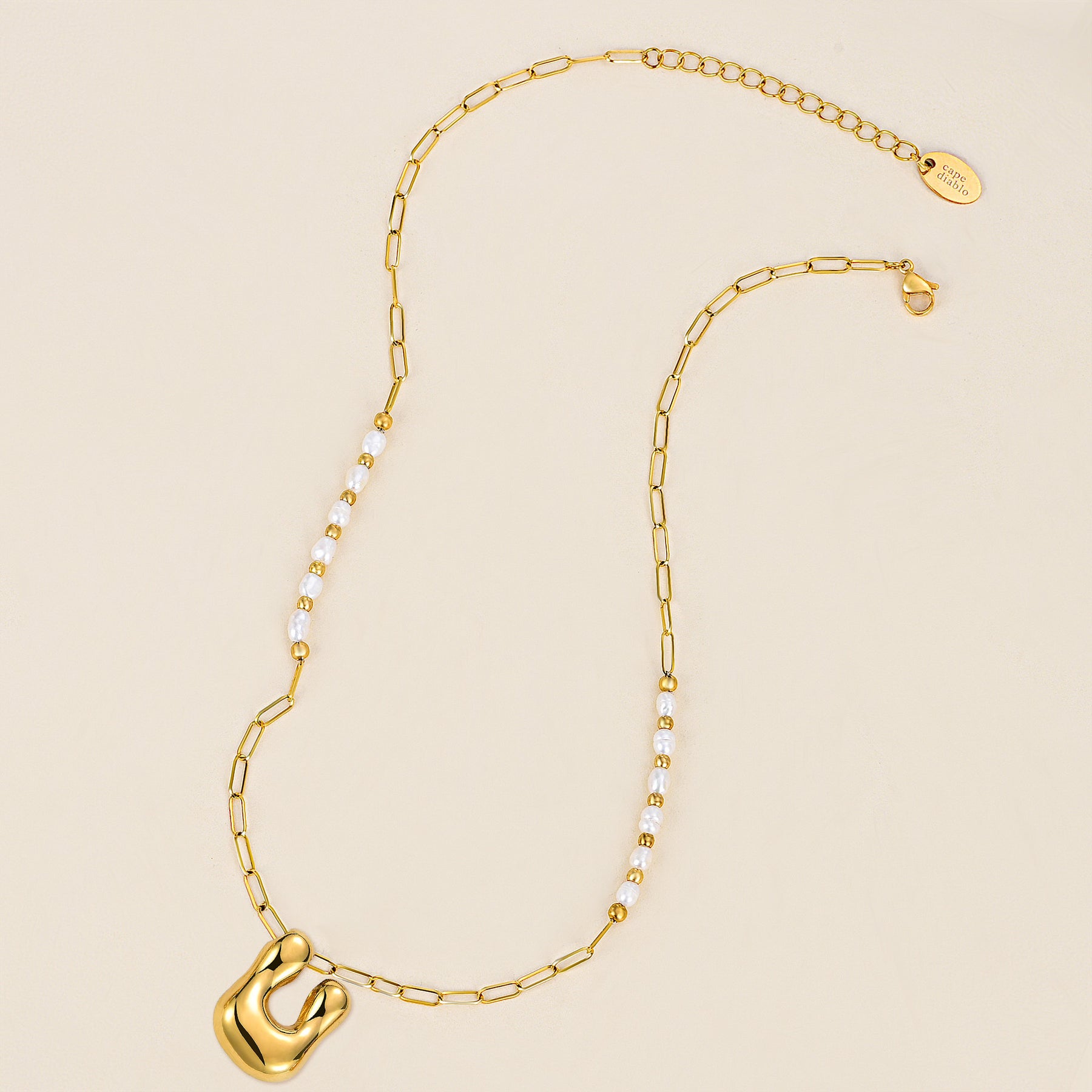 Gouden Glow Bubble Letter Initial Ketting