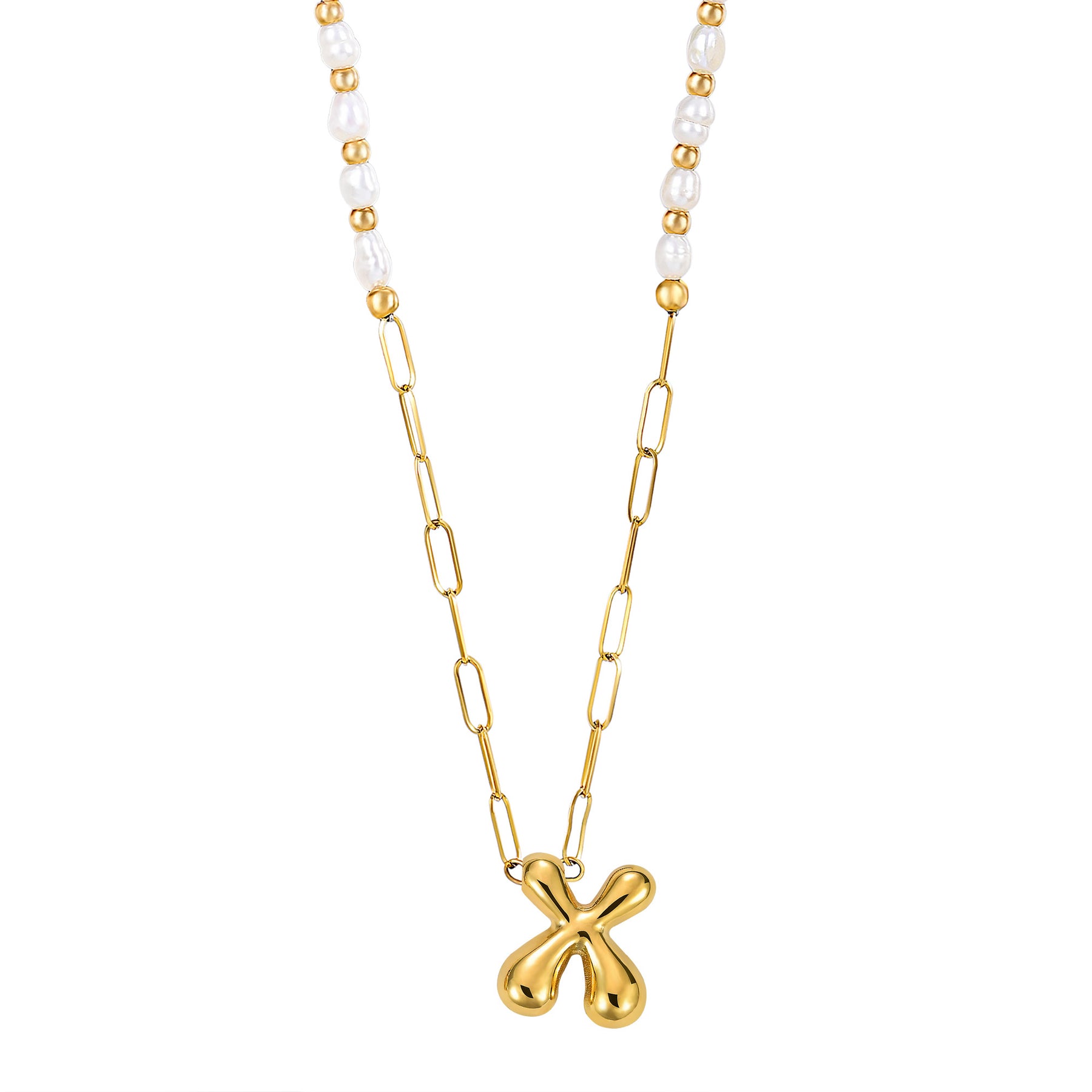 Gouden Glow Bubble Letter Initial Ketting