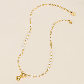 Gouden Glow Bubble Letter Initial Ketting