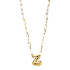 Gouden Glow Bubble Letter Initial Ketting