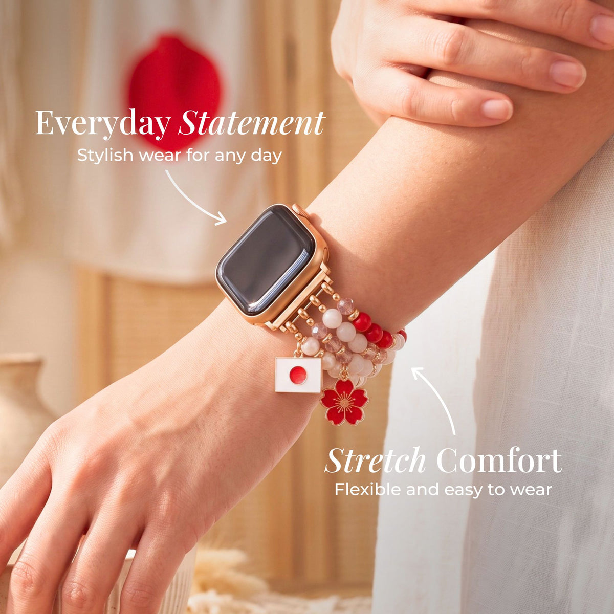 Japan Sakura Bloom Stretch Apple Watch-bandje