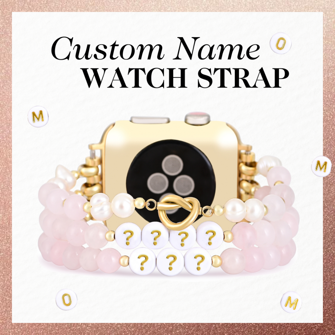 Aangepaste naam Rose Quartz Stretch Apple Watch-band