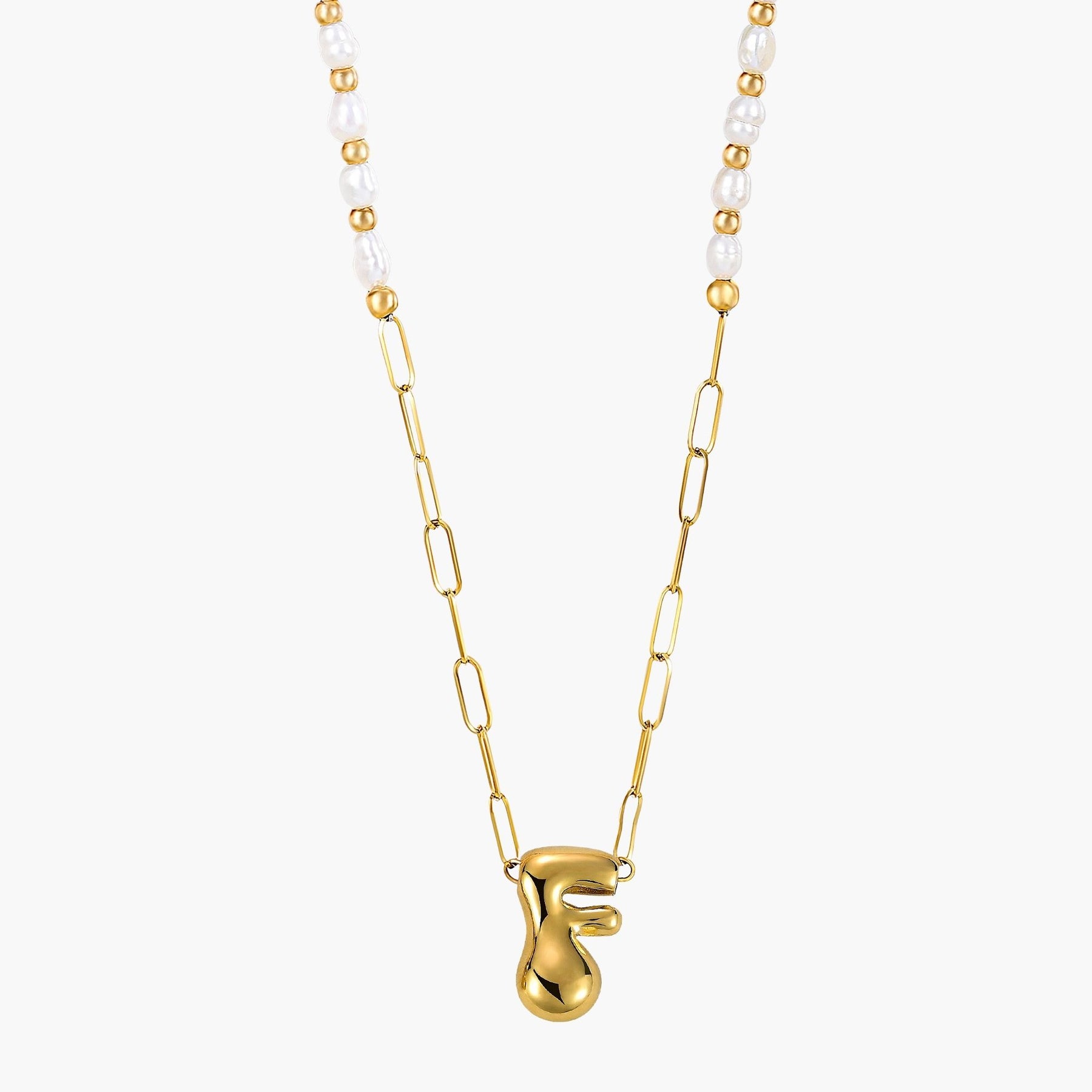 Gouden Glow Bubble Letter Initial Ketting