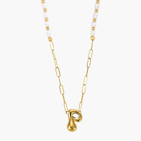 Gouden Glow Bubble Letter Initial Ketting