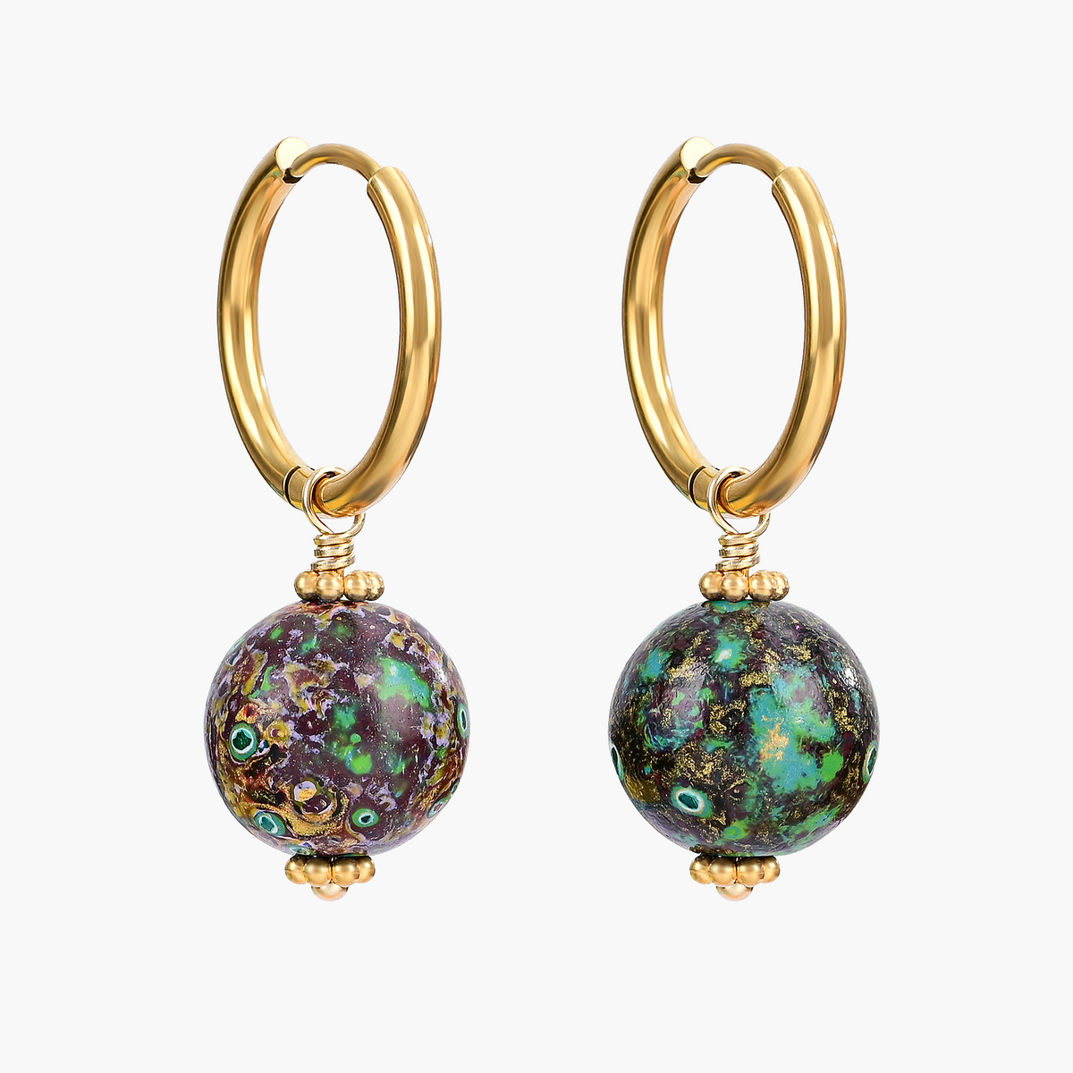 Emerald Eclipse Speckle Orb Oorringen