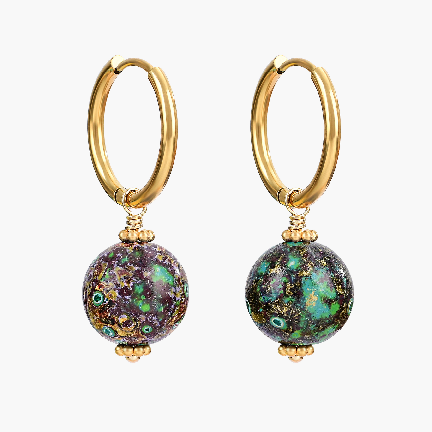 Emerald Eclipse Speckle Orb Oorringen
