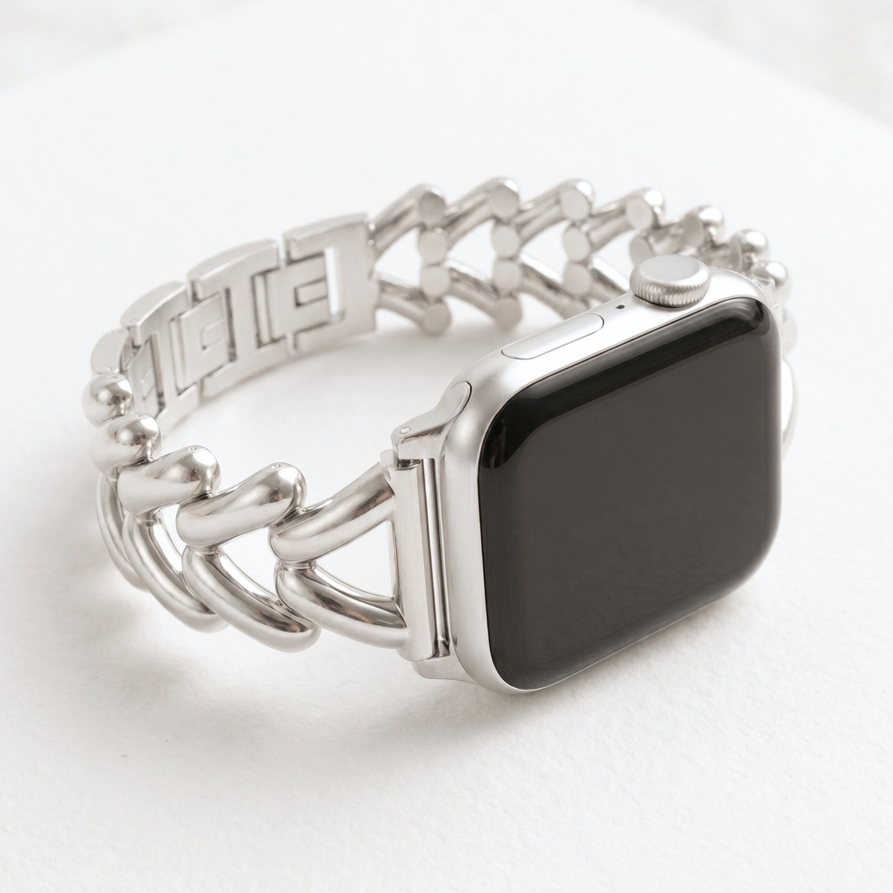 Platina gevlochten luxe Apple Watch bandje