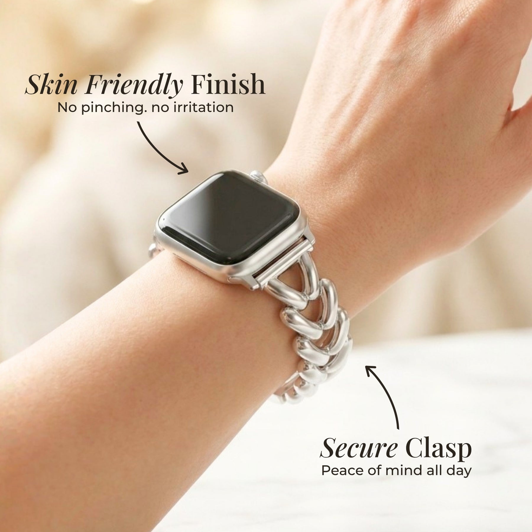 Platina gevlochten luxe Apple Watch bandje