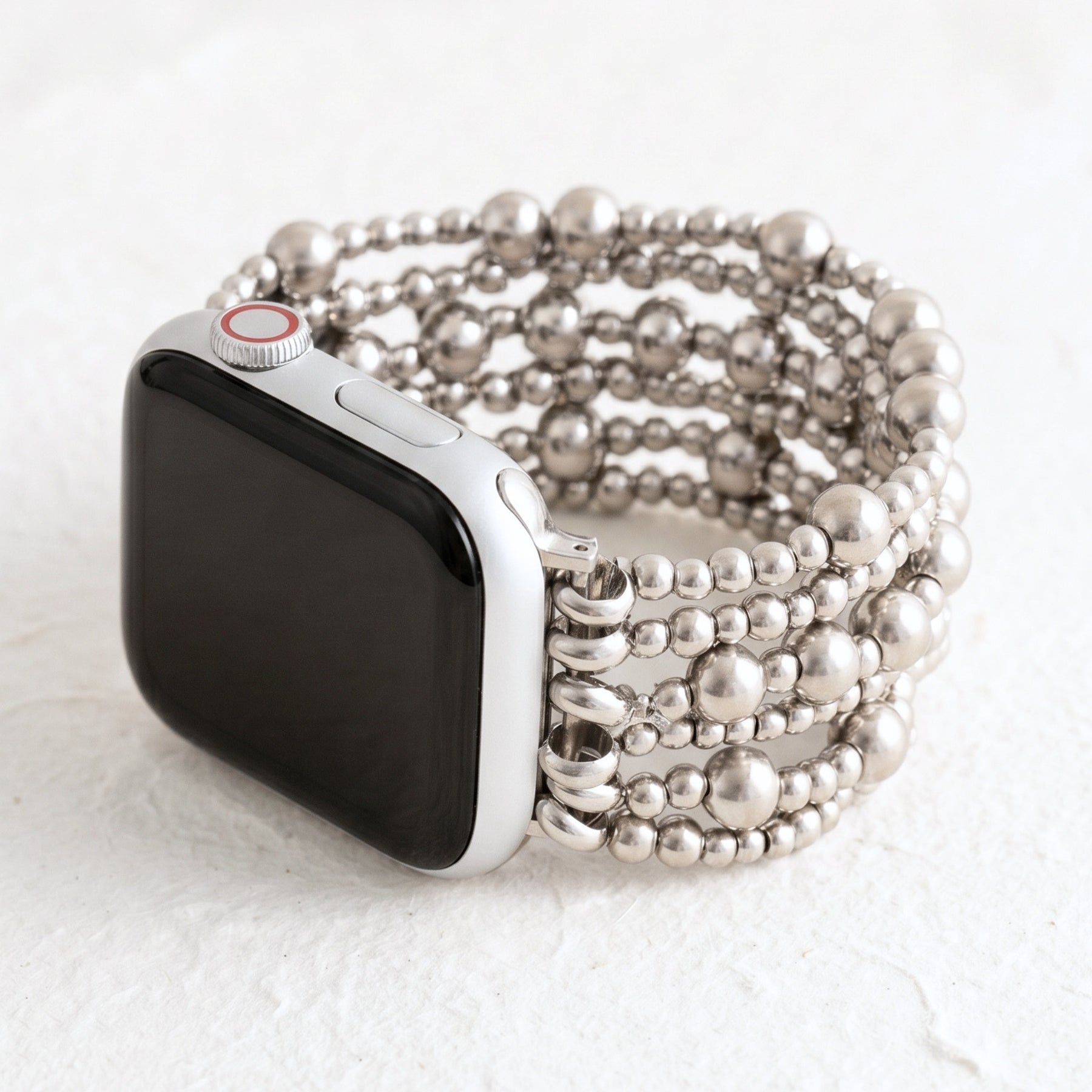 Platinum Demure Stretch Apple Watch-band