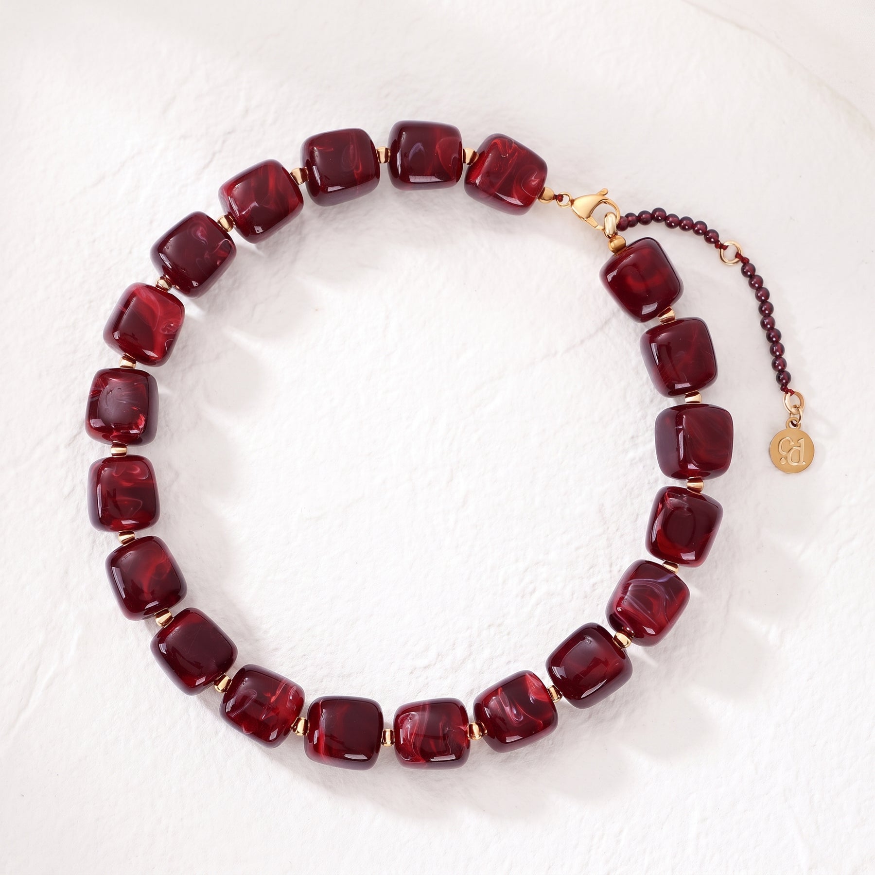 Chunky vierkante kralenketting lichtblauw