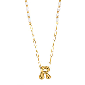 Gouden Glow Bubble Letter Initial Ketting