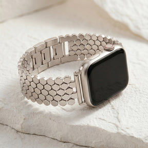 Zilveren honingraat luxe Apple Watch bandje