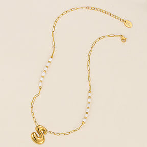 Gouden Glow Bubble Letter Initial Ketting