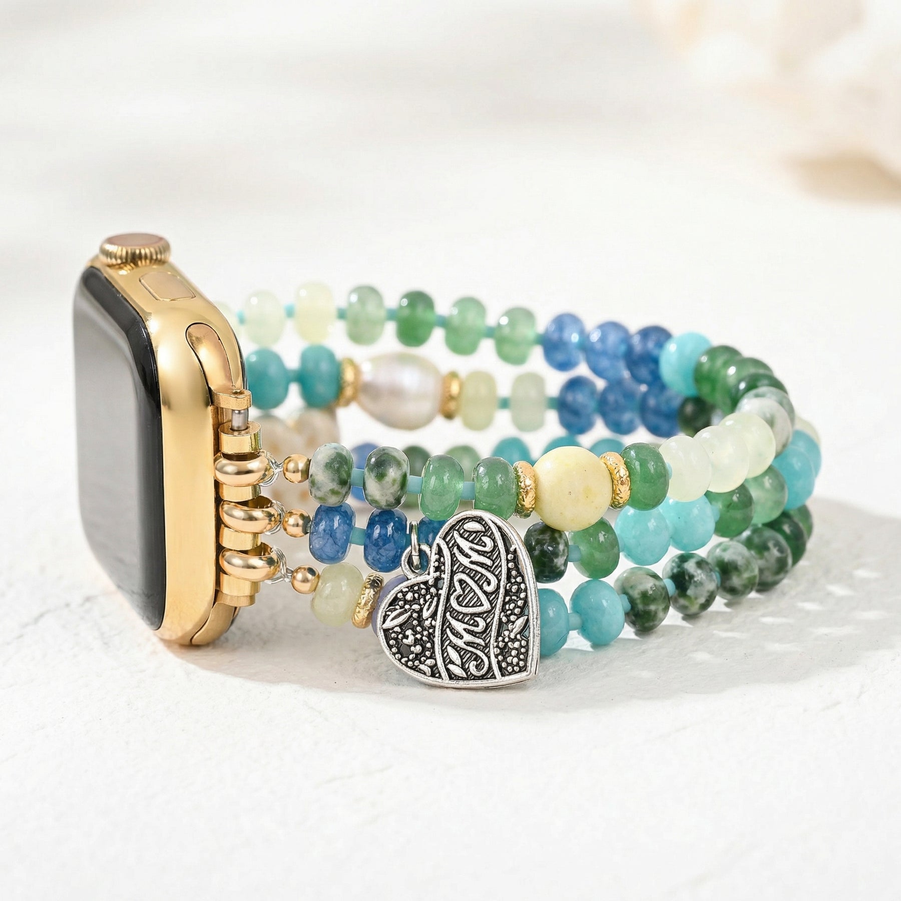 Jade Pearl Love MOM Stretch Apple Watch-bandje
