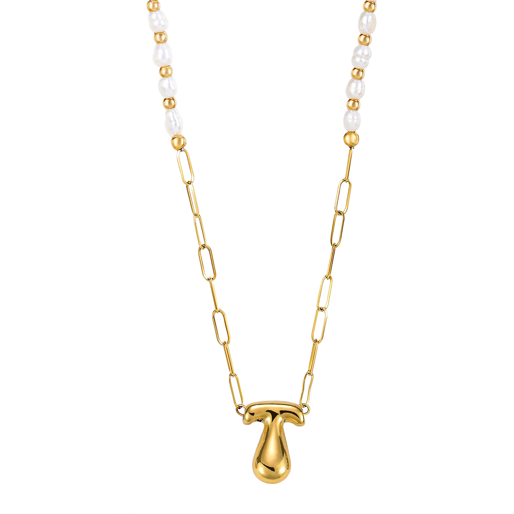 Gouden Glow Bubble Letter Initial Ketting