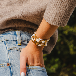 Gouden zoetwaterparel armbandset