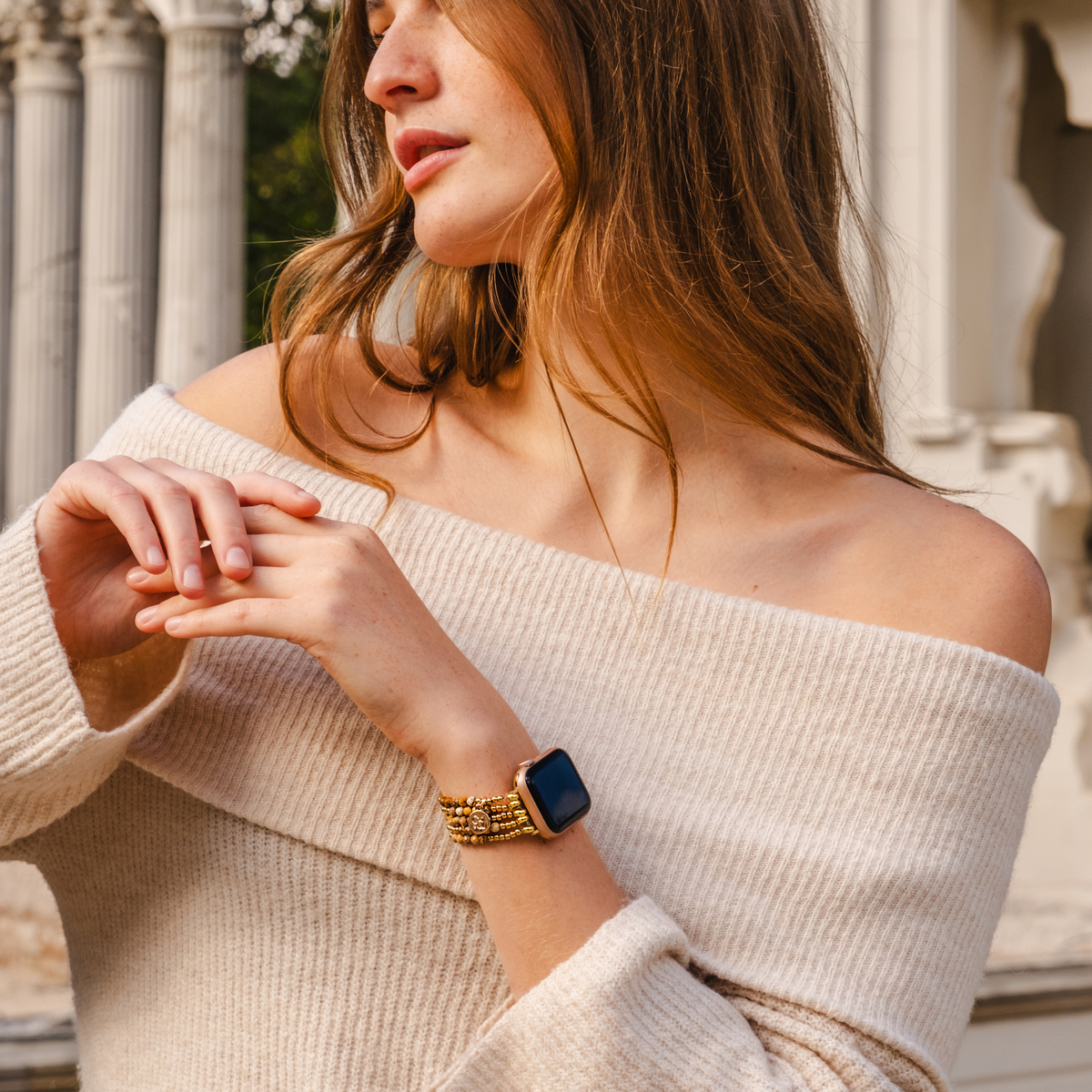 Golden Earth Jasper Stretch Apple Watch-band