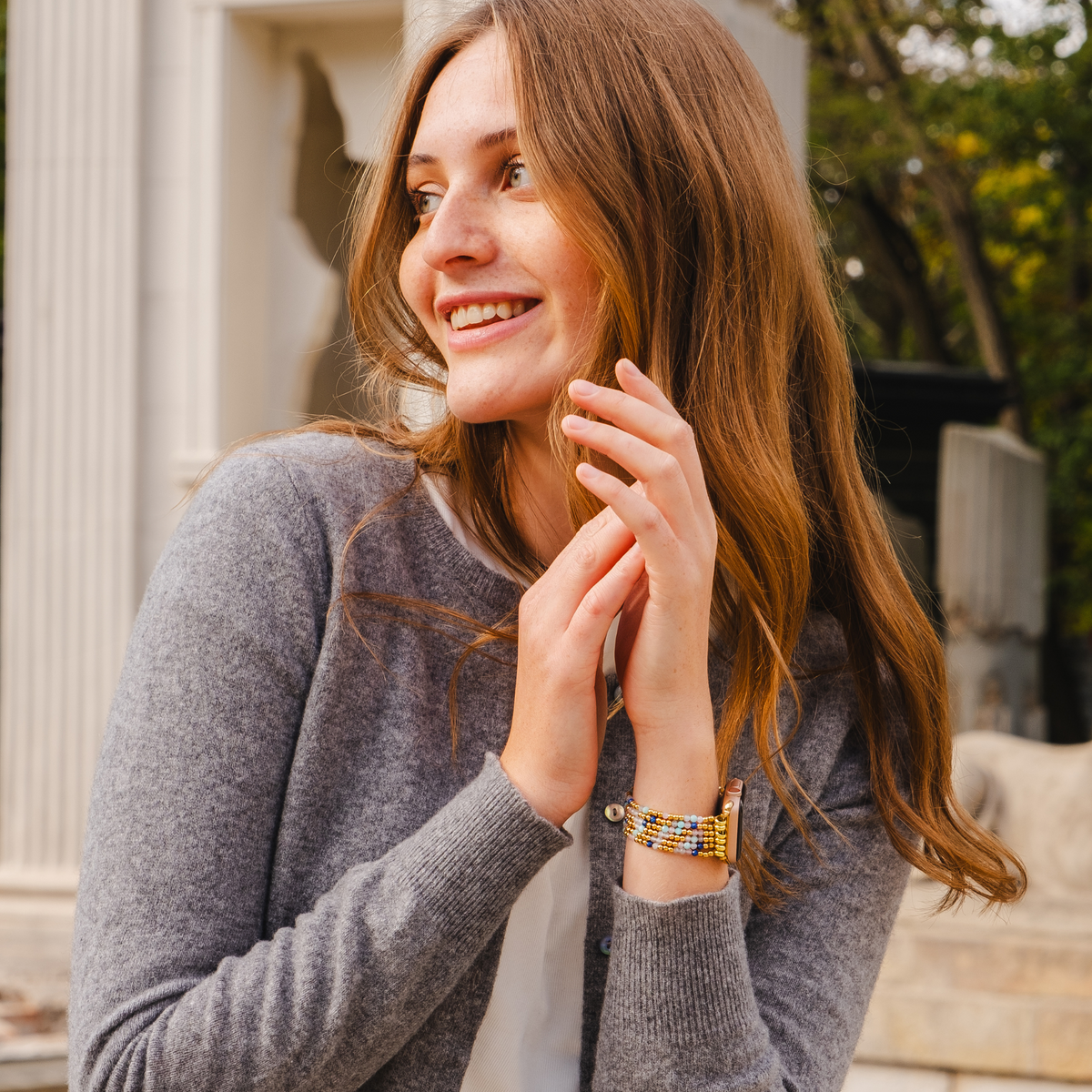Juweel Lapis Amazoniet Rekbare Apple Watch Band