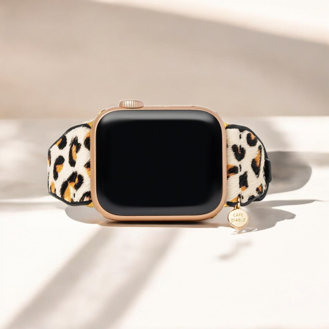 Ivoorkleurige Feline Apple Leren Horlogeband