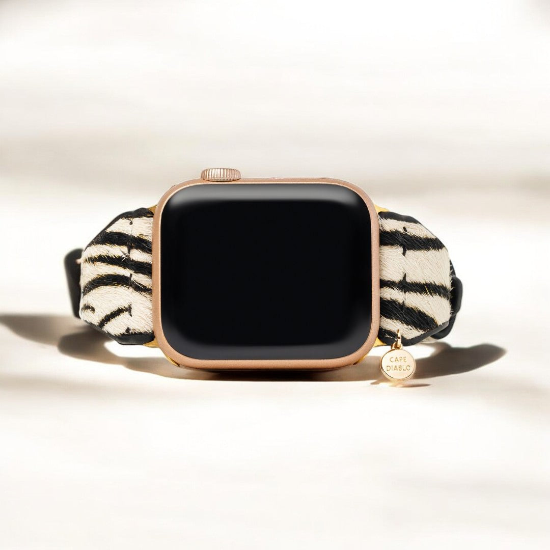 Zebra Luxe Leren Apple Watch Bandje