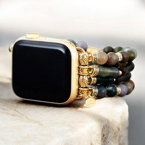Vintage agaat stretch Apple Watch band