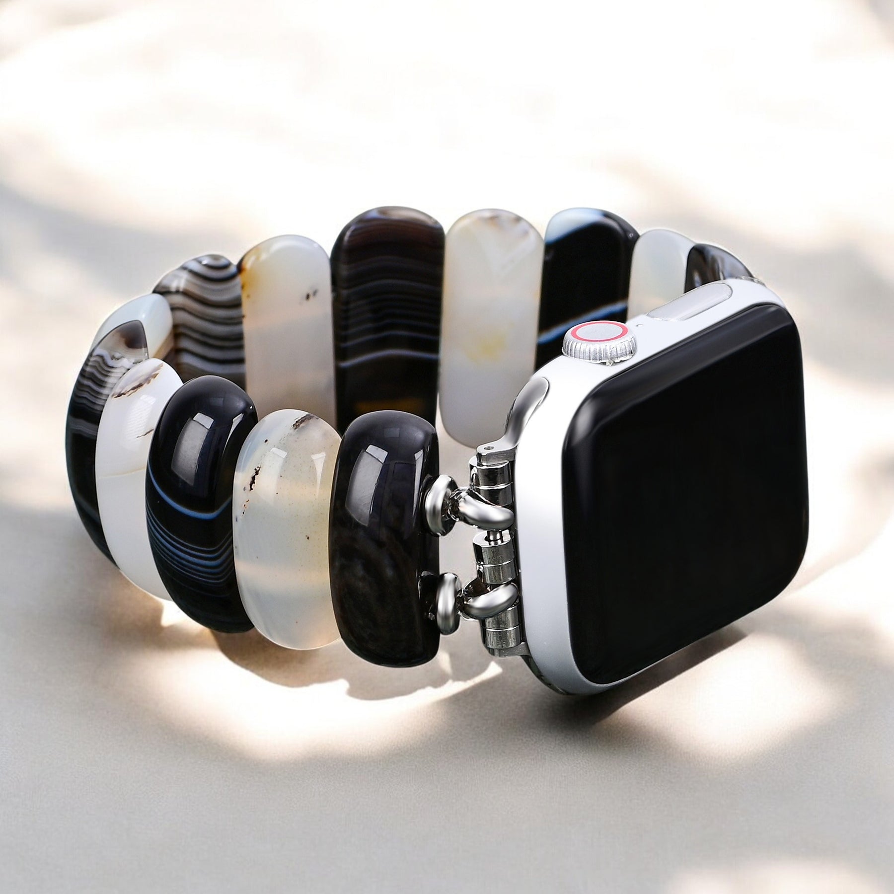Obsidian Frost Agaat Rekbare Apple Watch Band