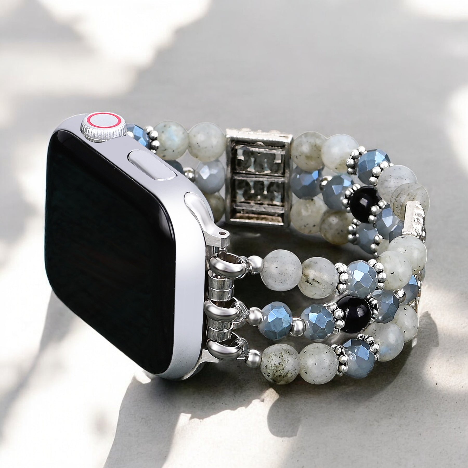 Ambachtelijke Labradoriet Indigo Stretch Apple Watch-band
