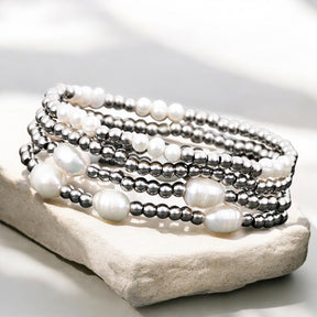 Parel en Zilveren Armband Set