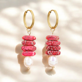 Ocean Bliss Pearl & Jade Jasper Oorring Dangles