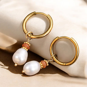 Gouden Grace Parel & Agaat Creolen