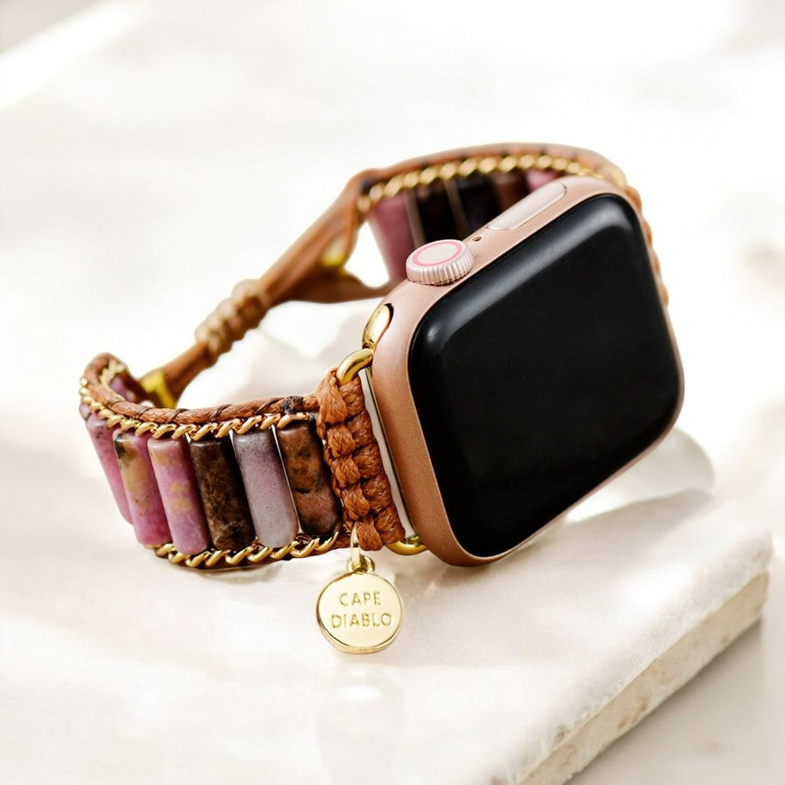 Bloeiende rhodoniet Apple Watch -band