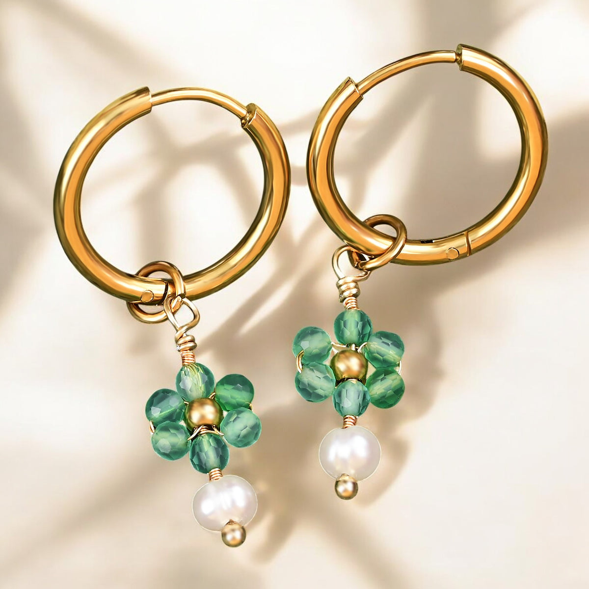 Gouden Grace Parel & Agaat Creolen