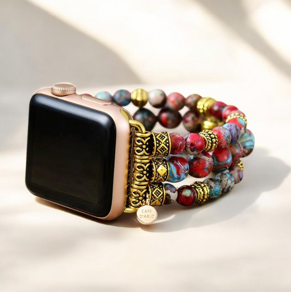 Crimson Jasper Stretch Apple Watch-band