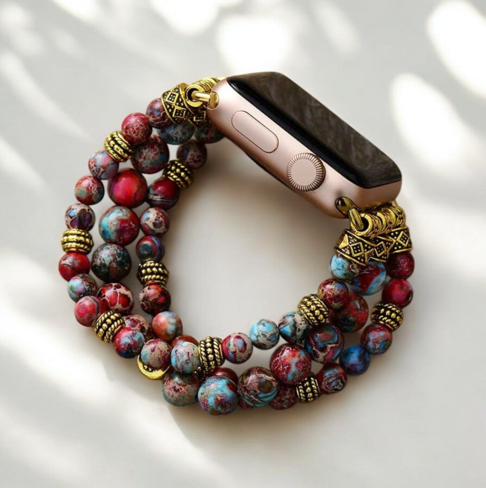 Crimson Jasper Stretch Apple Watch -bandje
