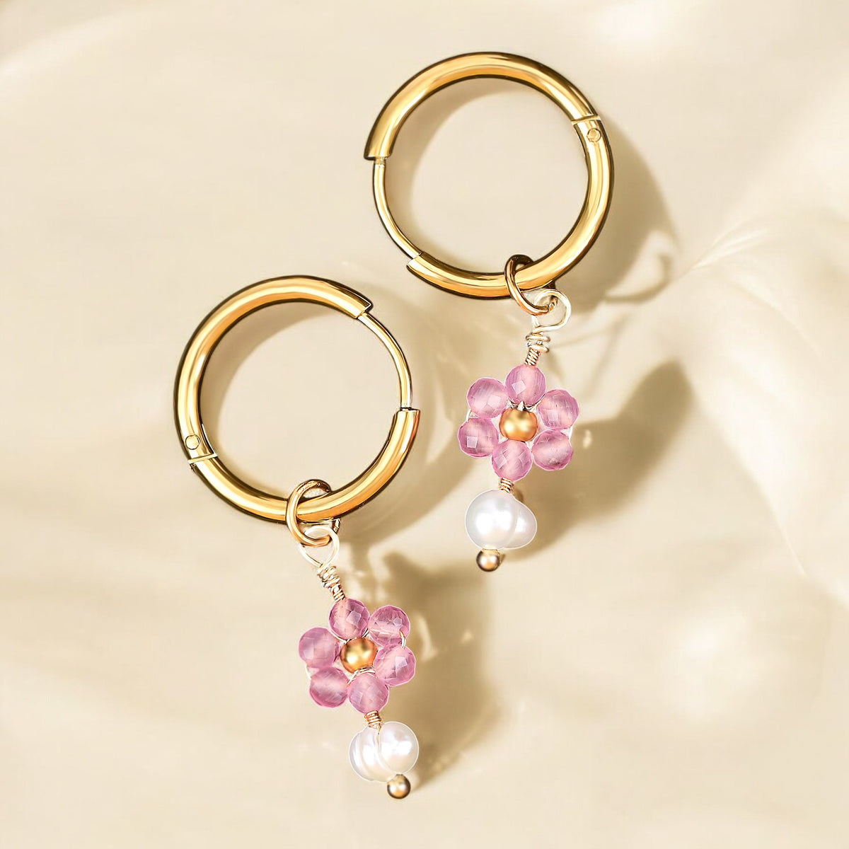 Gouden Grace Parel & Agaat Creolen