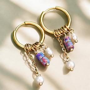 Gouden Grace Parel & Agaat Creolen