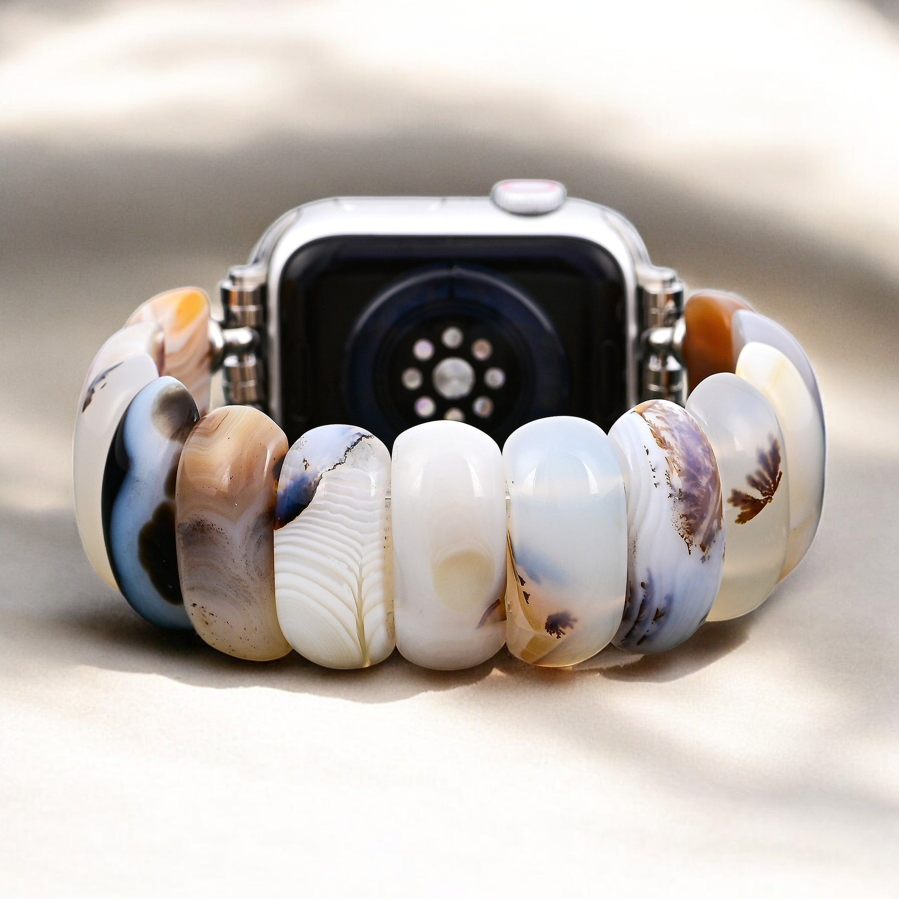 Ivoor Duin Agaat Rekbare Apple Watch Band